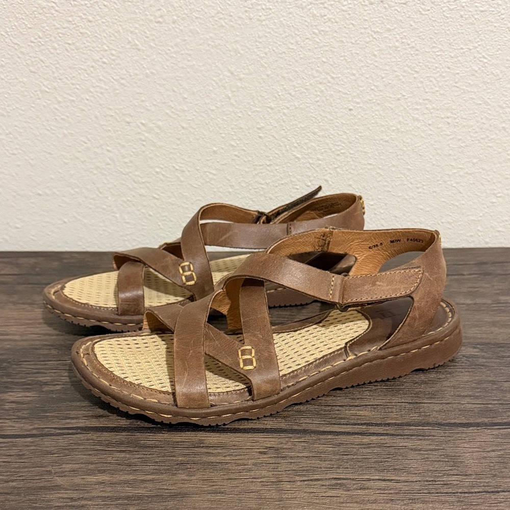 Born Trinidad Breathable Adjustable Strap Leather Sandals In Brown